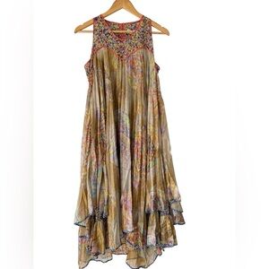 Wunderkind multi-colored floral print pleated dress